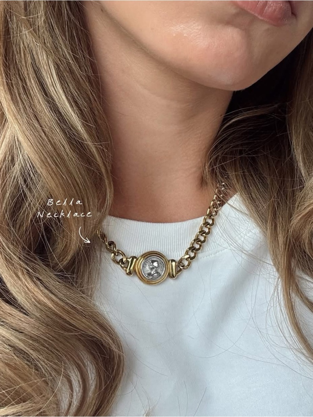 Bella Gold-Tone Coin Pendant Chain Necklace
